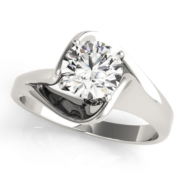Solitaire Twisted Engagement Rings — style 80909 in 10k White Gold
