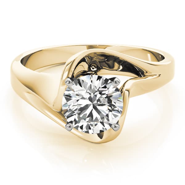 Solitaire Twisted Engagement Ring, style 80909, On hand view in yellow gold