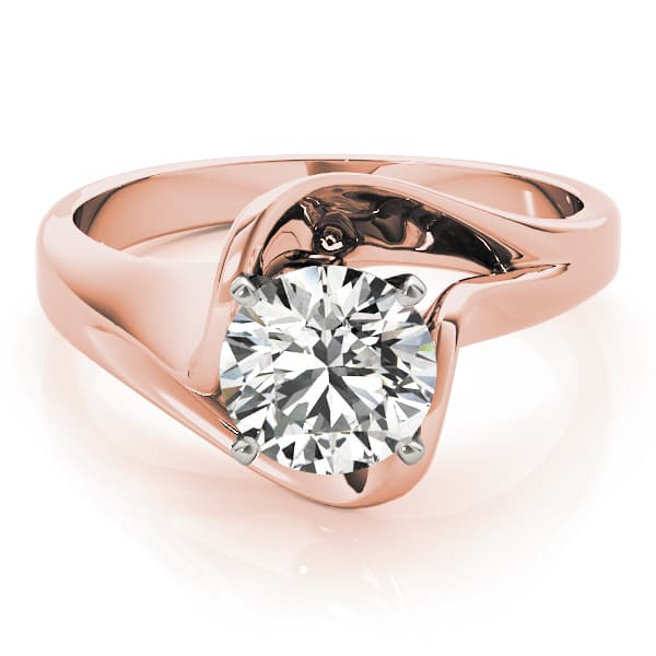 Solitaire Twisted Engagement Ring, style 80909, On hand view in rose gold