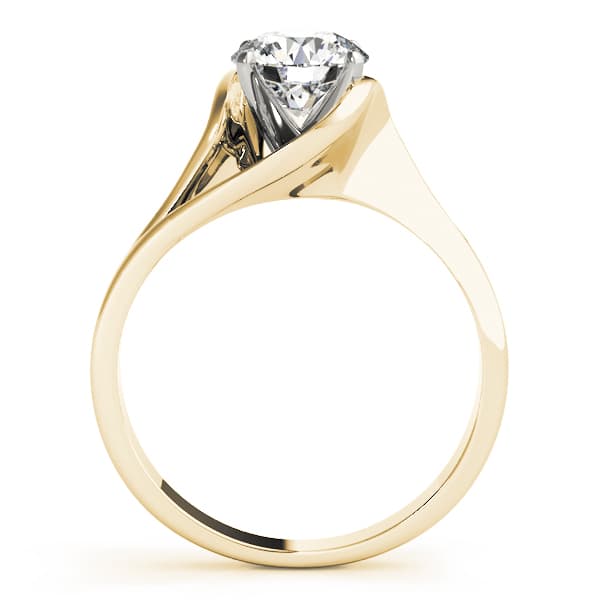 Solitaire Twisted Engagement Ring, style 80909, Side view in yellow gold