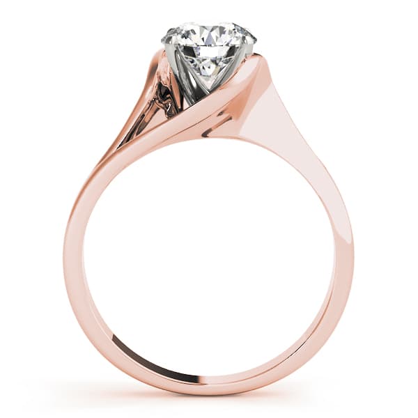 Solitaire Twisted Engagement Ring, style 80909, Side view in rose gold