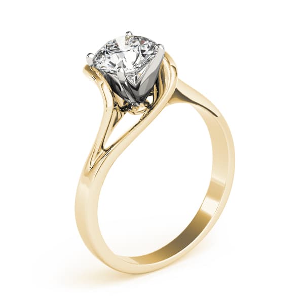 Solitaire Twisted Engagement Ring, style 80909, Top view in yellow gold