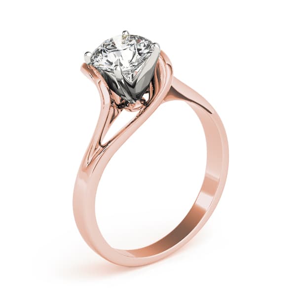Solitaire Twisted Engagement Ring, style 80909, Top view in rose gold