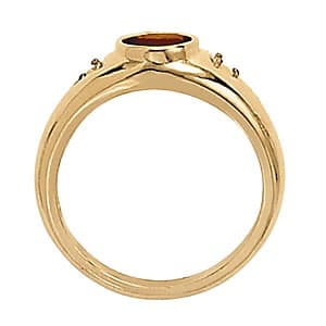 Oval Gemstone Ring (0.06 ct. tw.), Side view in white gold or platinum
