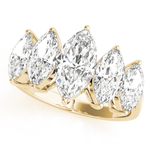 Fancy Shape Marquise Wedding Band (1.8 ct. tw.), Front view in yellow gold