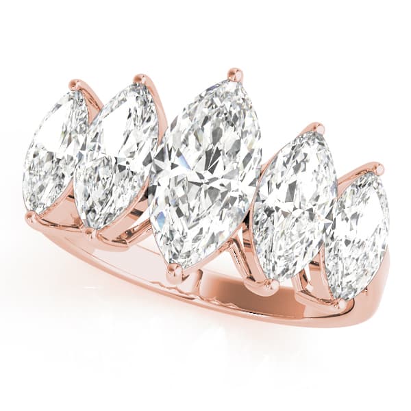 Fancy Shape Marquise Wedding Band (1.8 ct. tw.), Front view in rose gold