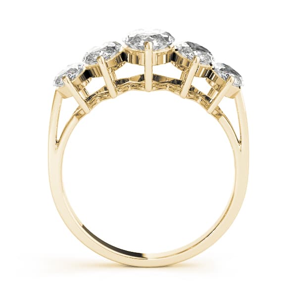 Fancy Shape Marquise Wedding Band (1.8 ct. tw.), Side view in yellow gold