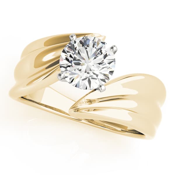 Bypass Solitaire Engagement Ring, style 80940, Front view in yellow gold