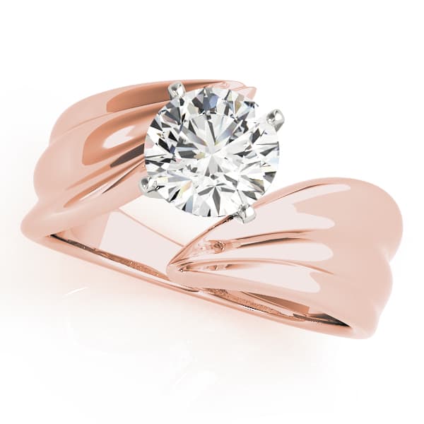 Bypass Solitaire Engagement Ring, style 80940, Front view in rose gold