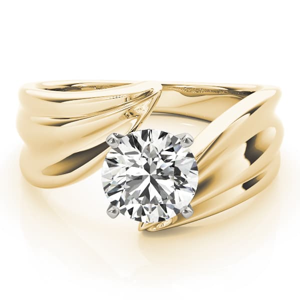 Bypass Solitaire Engagement Ring, style 80940, On hand view in yellow gold