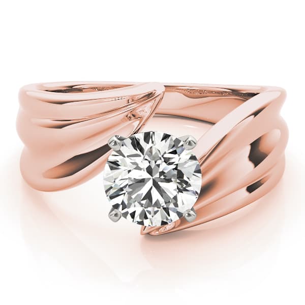 Bypass Solitaire Engagement Ring, style 80940, On hand view in rose gold