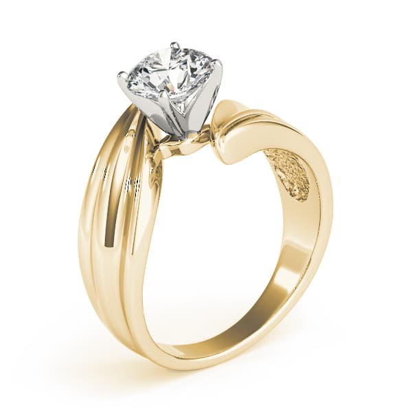 Bypass Solitaire Engagement Ring, style 80940, Top view in yellow gold