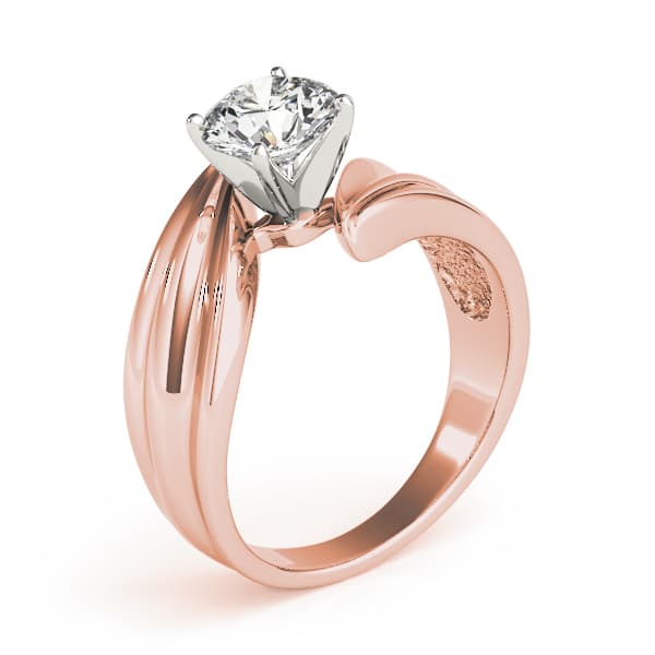 Bypass Solitaire Engagement Ring, style 80940, Top view in rose gold