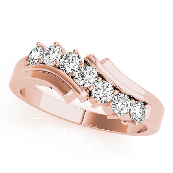 Prong Set Wedding Band (1/2 ct. tw.), Front view in rose gold