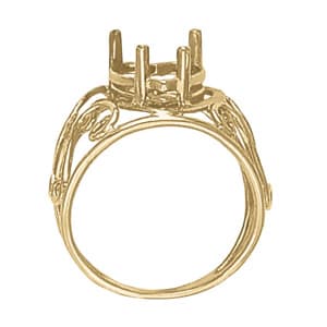Heart Gemstone Ring, Side view in white gold or platinum
