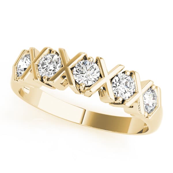 XO-Shape Prong Set Wedding Band (1 ct. tw.), Front view in yellow gold