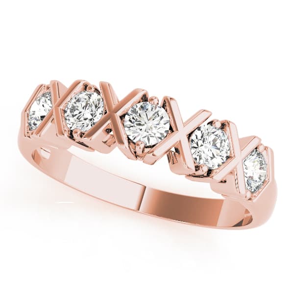 XO-Shape Prong Set Wedding Band (1/2 ct. tw.), Front view in rose gold