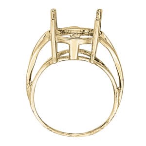 Split Band Oval Color Rings, Side view in white gold or platinum