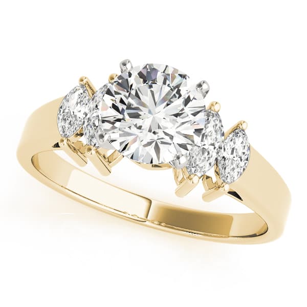 Fancy Shape Marquise Engagement Ring, style 81034, Front view in yellow gold