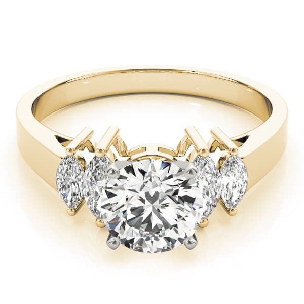 Fancy Shape Marquise Engagement Ring, style 81034, On hand view in yellow gold