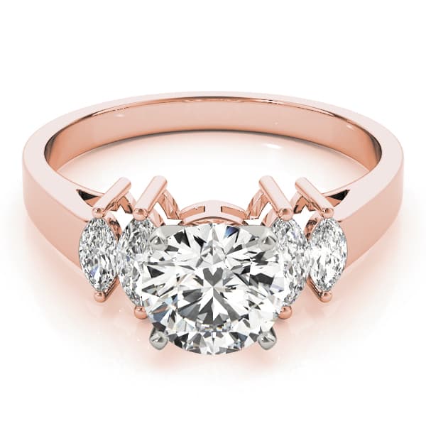 Fancy Shape Marquise Engagement Ring, style 81034, On hand view in rose gold