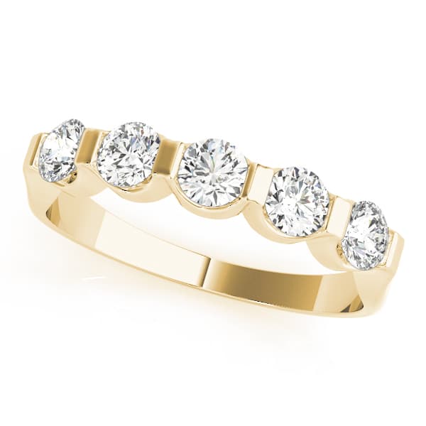 Bar Set Wedding Band (1/4 ct. tw.), Front view in yellow gold
