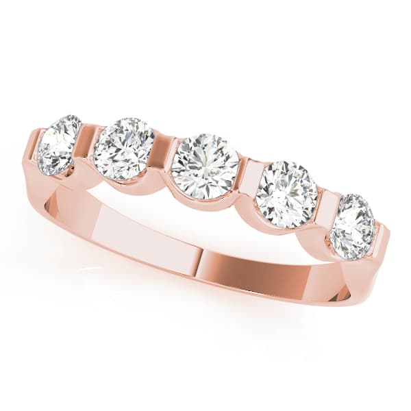 Bar Set Wedding Band (1/4 ct. tw.), Front view in rose gold