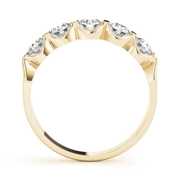 Bar Set Wedding Band (1/4 ct. tw.), Side view in yellow gold