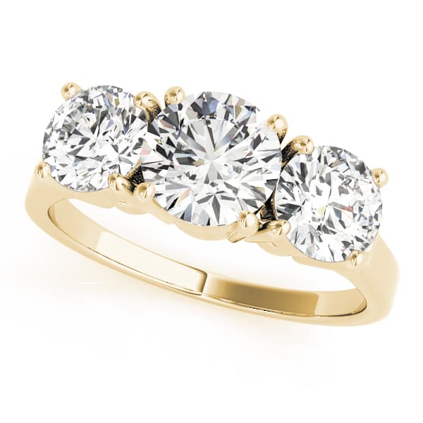 3-Stone Round Engagement Ring, style 81073, Front view in yellow gold