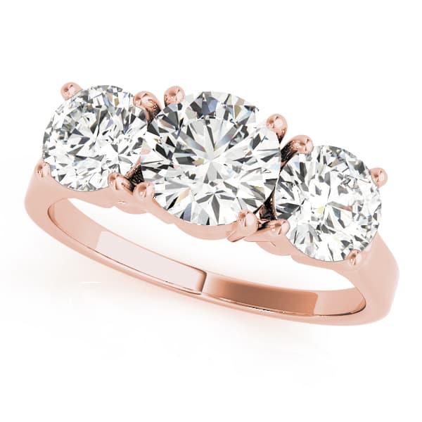 3-Stone Round Engagement Ring, style 81073, Front view in rose gold