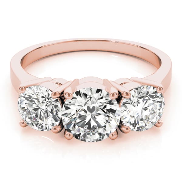 3-Stone Round Engagement Ring, style 81073, On hand view in rose gold