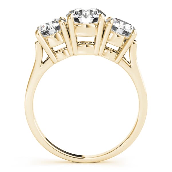 3-Stone Round Engagement Ring, style 81073, Side view in yellow gold