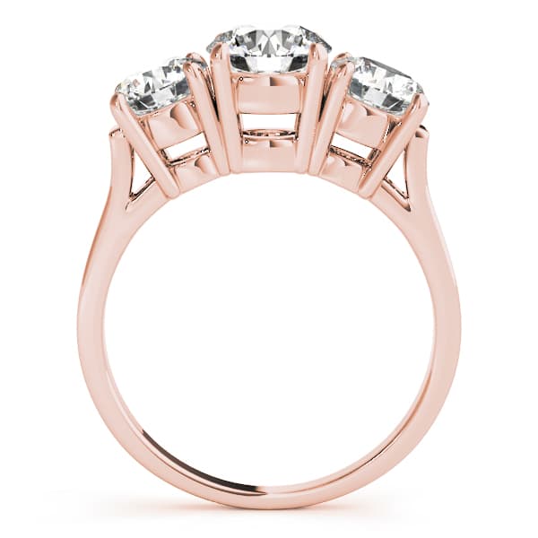 3-Stone Round Engagement Ring, style 81073, Side view in rose gold