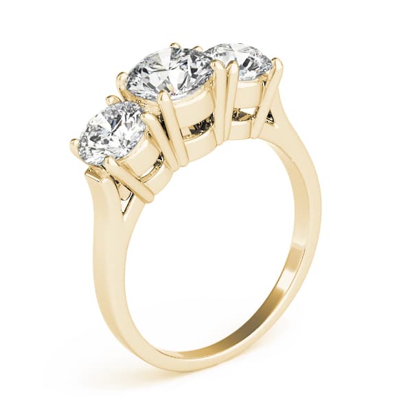 3-Stone Round Engagement Ring, style 81073, Top view in yellow gold