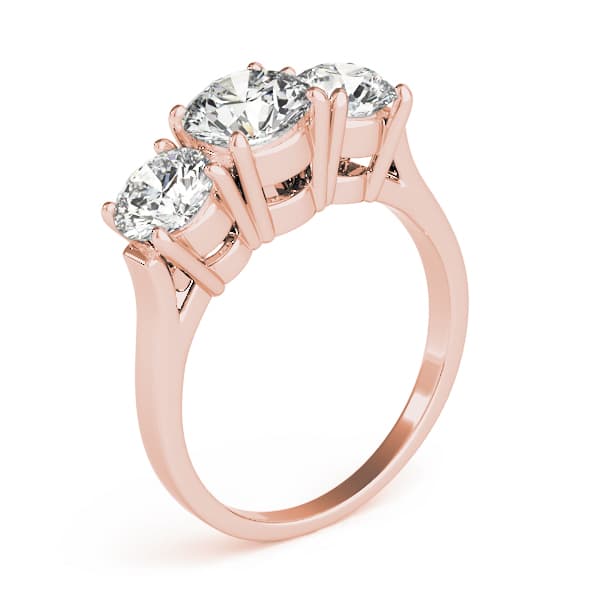 3-Stone Round Engagement Ring, style 81073, Top view in rose gold