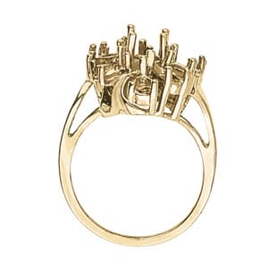 Oval Gemstone Ring, Side view in white gold or platinum
