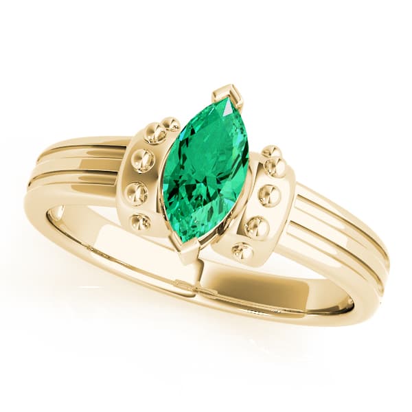 Marquise Gemstone Ring, Front view in yellow gold