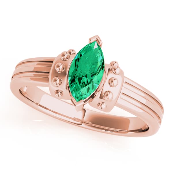 Marquise Gemstone Ring, Front view in rose gold