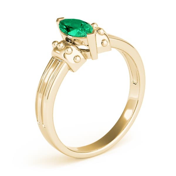 Marquise Gemstone Ring, Angle view in yellow gold