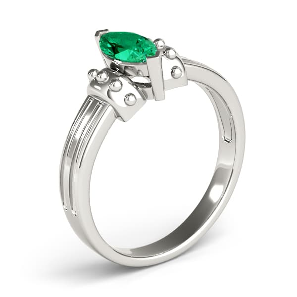 Marquise Gemstone Ring, Angle view in white gold or platinum