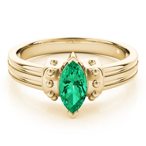 Marquise Gemstone Ring, On hand view in yellow gold