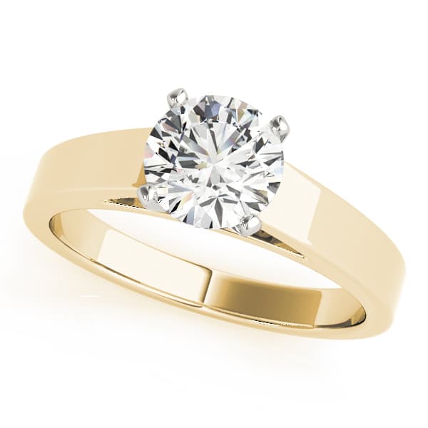 Solitaire Cathedral Engagement Ring, style 81153, Front view in yellow gold