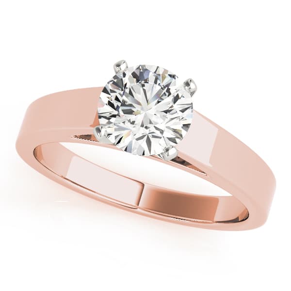 Solitaire Cathedral Engagement Ring, style 81153, Front view in rose gold