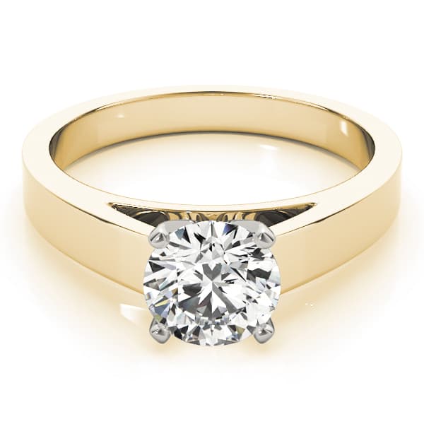 Solitaire Cathedral Engagement Ring, style 81153, On hand view in yellow gold