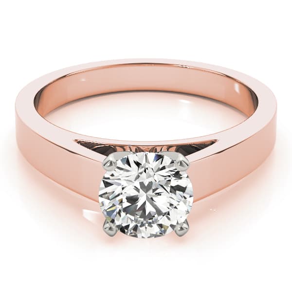 Solitaire Cathedral Engagement Ring, style 81153, On hand view in rose gold