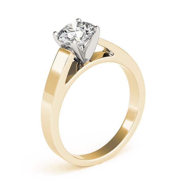 Solitaire Cathedral Engagement Ring, style 81153, Top view in yellow gold