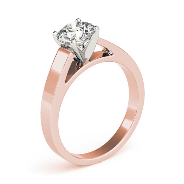 Solitaire Cathedral Engagement Ring, style 81153, Top view in rose gold