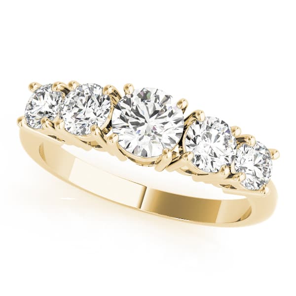 5-Stone Prong Set Wedding Band (0.8 ct. tw.), Front view in yellow gold