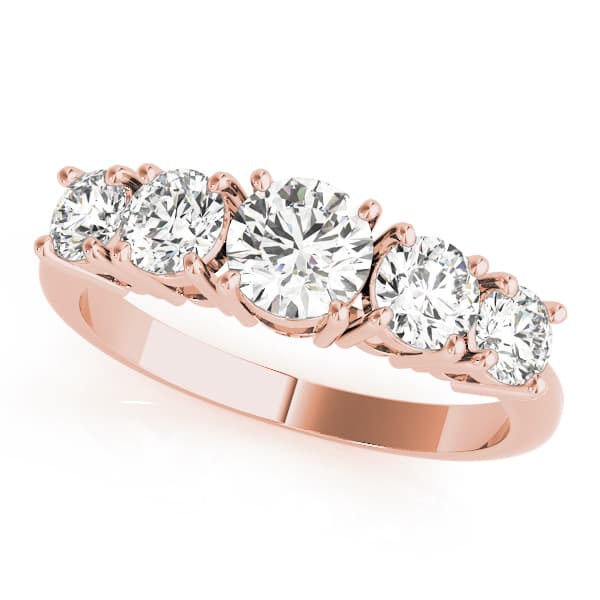 5-Stone Prong Set Wedding Band (0.8 ct. tw.), Front view in rose gold