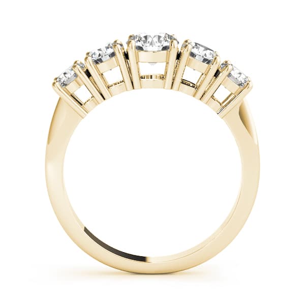 5-Stone Prong Set Wedding Band (0.8 ct. tw.), Side view in yellow gold
